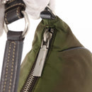 PRADA Shoulder Bag Nylon Leather Khaki Silver Auth ep11456-9