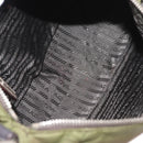 PRADA Shoulder Bag Nylon Leather Khaki Silver Auth ep11456-10