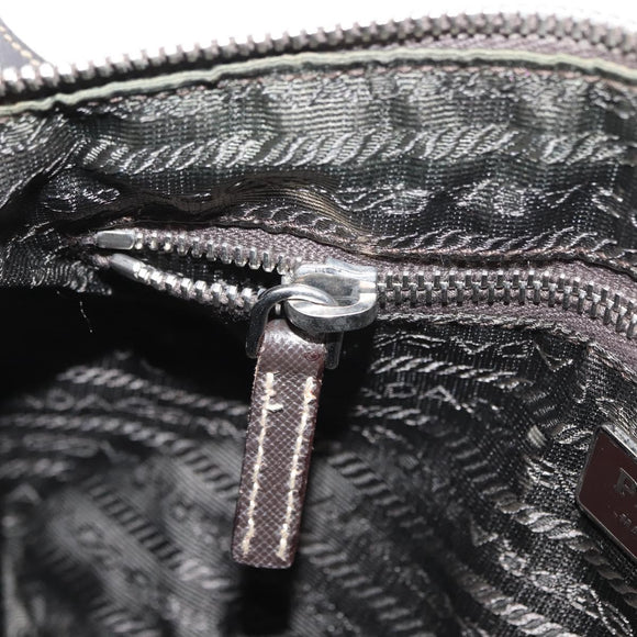 PRADA Shoulder Bag Nylon Leather Khaki Silver Auth ep11456