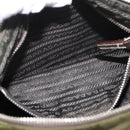 PRADA Shoulder Bag Nylon Leather Khaki Silver Auth ep11456-23