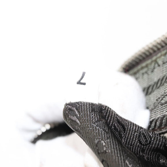 PRADA Shoulder Bag Nylon Leather Khaki Silver Auth ep11456