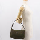 PRADA Shoulder Bag Nylon Leather Khaki Silver Auth ep11456-24