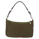 PRADA Shoulder Bag Nylon Leather Khaki Silver Auth ep11456-2