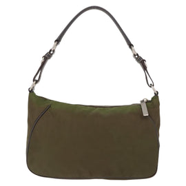 PRADA Shoulder Bag Nylon Leather Khaki Silver Auth ep11456 - 0