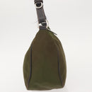 PRADA Shoulder Bag Nylon Leather Khaki Silver Auth ep11456-3