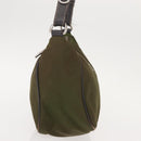 PRADA Shoulder Bag Nylon Leather Khaki Silver Auth ep11456-4