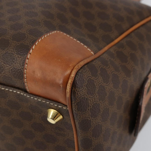 CELINE Macadam Canvas Hand Bag PVC Leather Brown Gold Auth ep11458