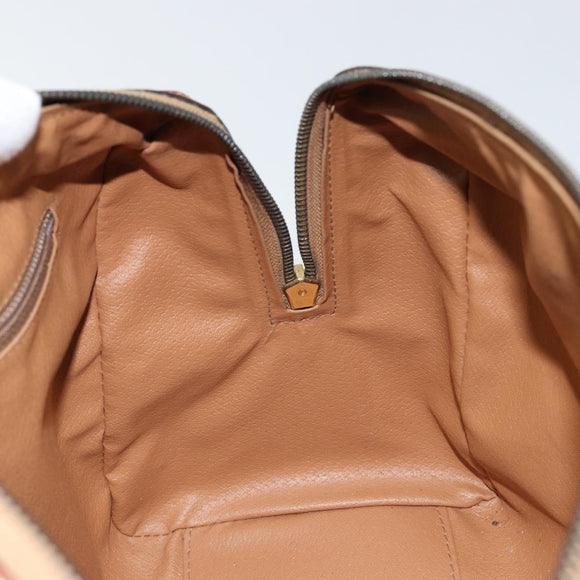 CELINE Macadam Canvas Hand Bag PVC Leather Brown Gold Auth ep11458