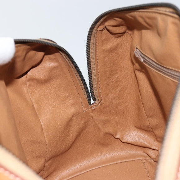 CELINE Macadam Canvas Hand Bag PVC Leather Brown Gold Auth ep11458