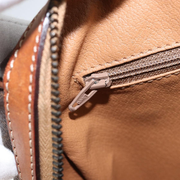 CELINE Macadam Canvas Hand Bag PVC Leather Brown Gold Auth ep11458