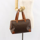 CELINE Macadam Canvas Hand Bag PVC Leather Brown Gold Auth ep11458-21