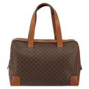 CELINE Macadam Canvas Hand Bag PVC Leather Brown Gold Auth ep11458-2