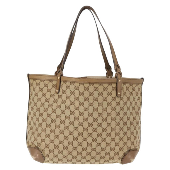 GUCCI GG Canvas Tote Bag Beige Gold 247209 Auth ep11467