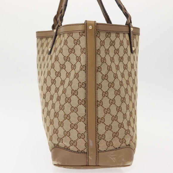 GUCCI GG Canvas Tote Bag Beige Gold 247209 Auth ep11467