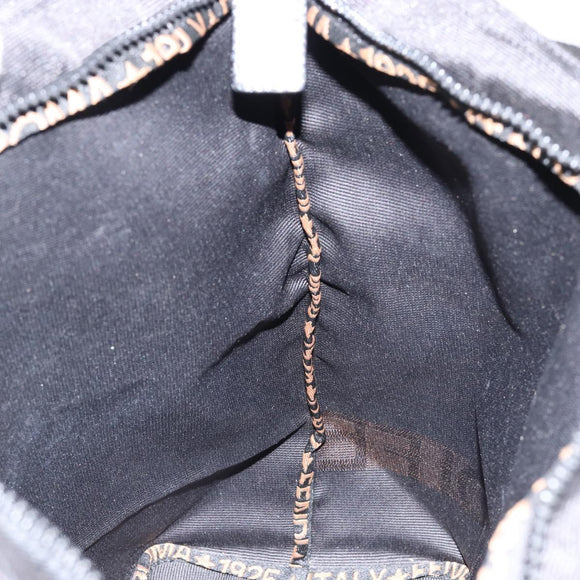 FENDI Hand Bag Nylon Black Gold Auth ep11468