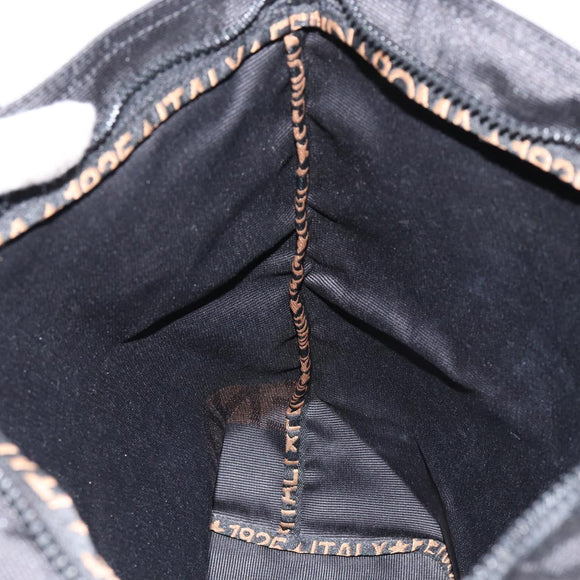 FENDI Hand Bag Nylon Black Gold Auth ep11468