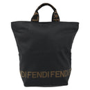 FENDI Hand Bag Nylon Black Gold Auth ep11468-13