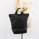 FENDI Hand Bag Nylon Black Gold Auth ep11468-20