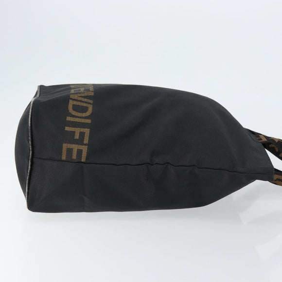FENDI Hand Bag Nylon Black Gold Auth ep11468