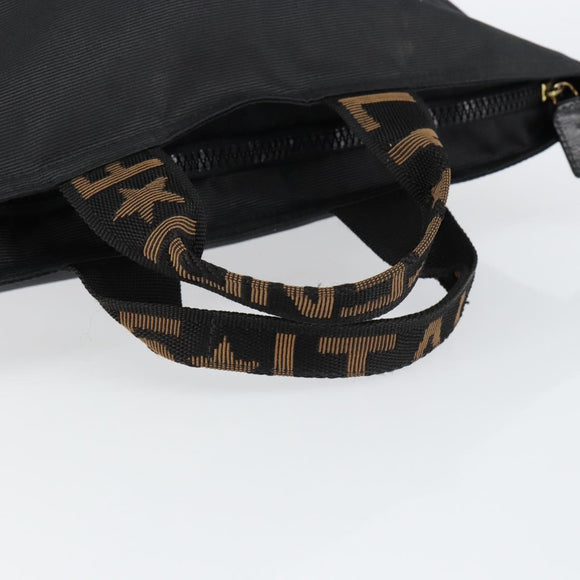 FENDI Hand Bag Nylon Black Gold Auth ep11468