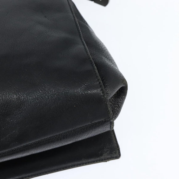 LOEWE Anagram Shoulder Bag Leather Black Gold Auth ep11472