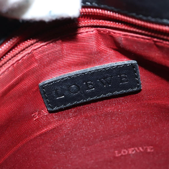 LOEWE Anagram Shoulder Bag Leather Black Gold Auth ep11472