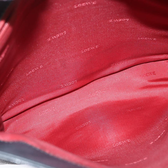 LOEWE Anagram Shoulder Bag Leather Black Gold Auth ep11472