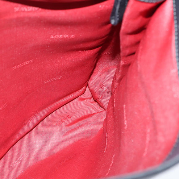 LOEWE Anagram Shoulder Bag Leather Black Gold Auth ep11472