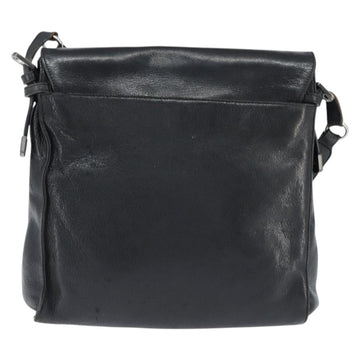 LOEWE Anagram Shoulder Bag Leather Black Gold Auth ep11472 - 0