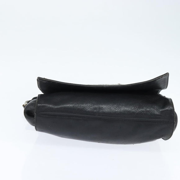 LOEWE Anagram Shoulder Bag Leather Black Gold Auth ep11472