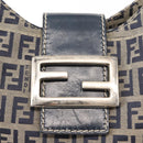 FENDI Zucchino Canvas Mamma Baguette Tote Bag Navy Silver Auth ep11475-19
