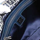 FENDI Zucchino Canvas Mamma Baguette Tote Bag Navy Silver Auth ep11475-20