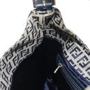 FENDI Zucchino Canvas Mamma Baguette Tote Bag Navy Silver Auth ep11475-22