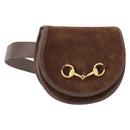 GUCCI Shoulder Bag Suede Brown Gold Auth ep11476-1