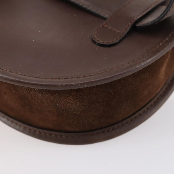 GUCCI Shoulder Bag Suede Brown Gold Auth ep11476