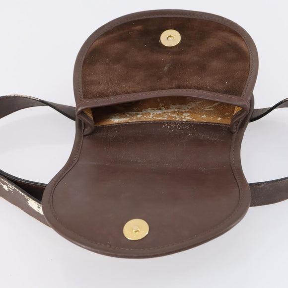 GUCCI Shoulder Bag Suede Brown Gold Auth ep11476