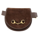 GUCCI Shoulder Bag Suede Brown Gold Auth ep11476-13