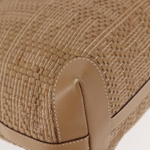 FENDI Tote Bag Leather Beige Gold Auth ep11477