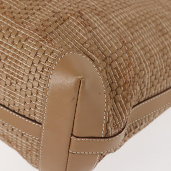 FENDI Tote Bag Leather Beige Gold Auth ep11477