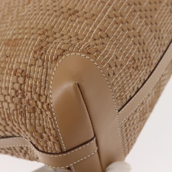 FENDI Tote Bag Leather Beige Gold Auth ep11477