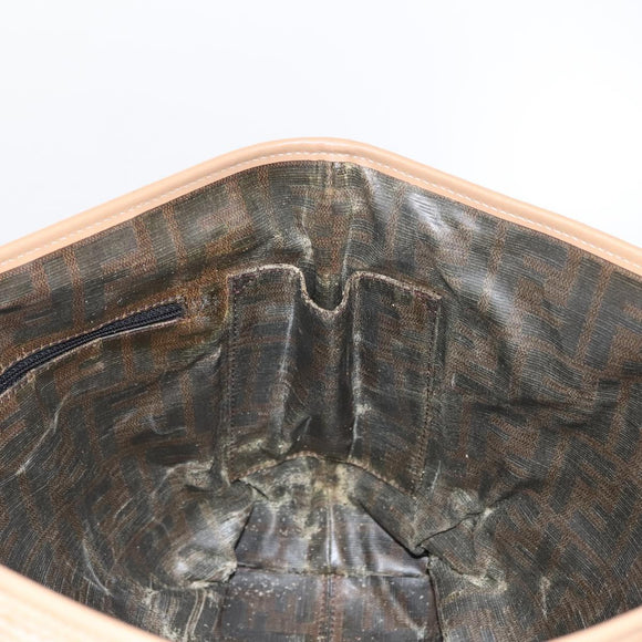 FENDI Tote Bag Leather Beige Gold Auth ep11477