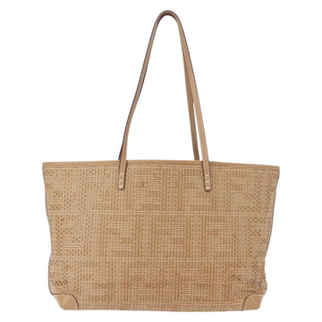 FENDI Tote Bag Leather Beige Gold Auth ep11477 - 0