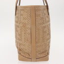 FENDI Tote Bag Leather Beige Gold Auth ep11477-3