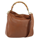 GUCCI Bamboo Hand Bag Leather 2way Brown Gold 001 3444 1638 Auth ep11478-1