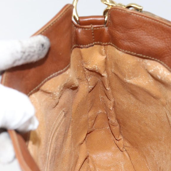 GUCCI Bamboo Hand Bag Leather 2way Brown Gold 001 3444 1638 Auth ep11478