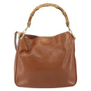 GUCCI Bamboo Hand Bag Leather 2way Brown Gold 001 3444 1638 Auth ep11478-2