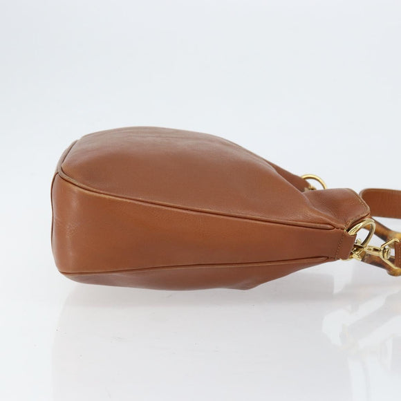 GUCCI Bamboo Hand Bag Leather 2way Brown Gold 001 3444 1638 Auth ep11478