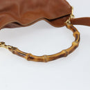 GUCCI Bamboo Hand Bag Leather 2way Brown Gold 001 3444 1638 Auth ep11478-7