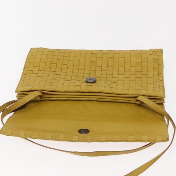BOTTEGA VENETA INTRECCIATO Shoulder Bag Leather Yellow Auth ep11479