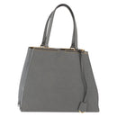FENDI Trois Jules Hand Bag Leather 2way Gray Gold Auth ep11480-1